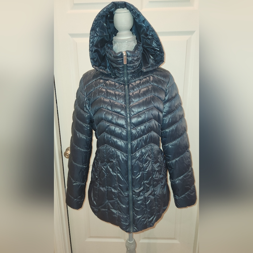 Women's Hooded Puffer Jacket - Dark Blue By ASPEN W's Large